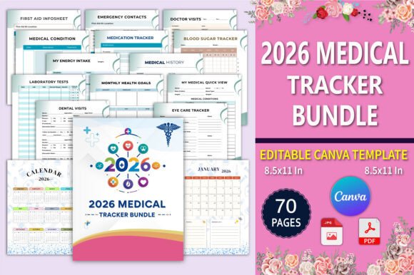 2026 Medical Tracker Bundle Canva