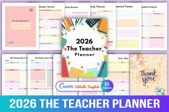 📘 2026 the Teacher Planner Canva KDP