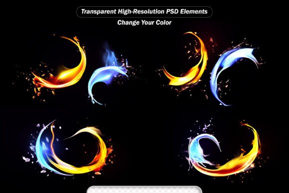Fire and Water Splash Abstract Design, O