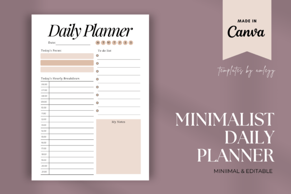 Minimalist Daily Planner Template Canva