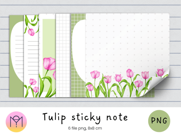 Pink Tulip Decorated Sticky Notes for Creative and Organized Workflow