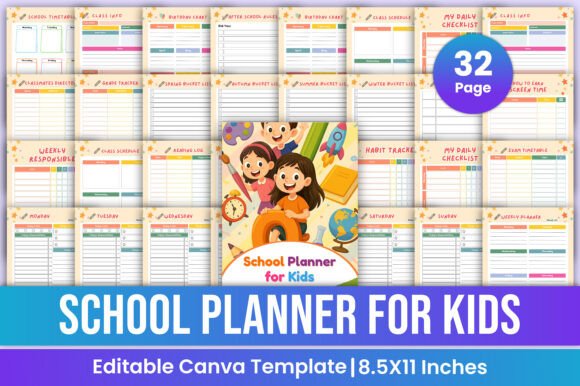 School Planner for Kids Canva Template: A Practical Tool for Organized Learning